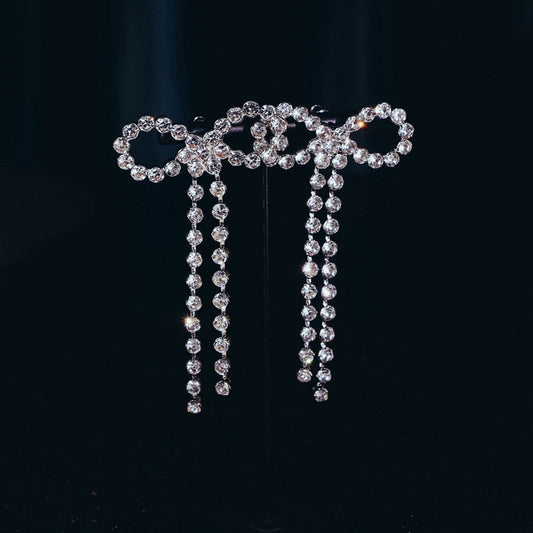Aretes de Lazo Largos con Flecos Luxuosos para Vestido de Novia - Image 2