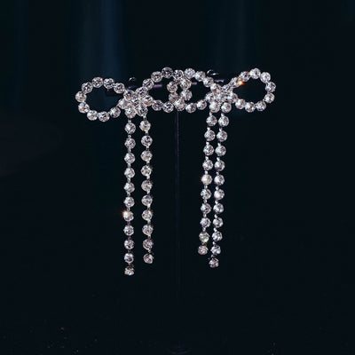 Aretes de Lazo Largos con Flecos Luxuosos para Vestido de Novia - Image 2