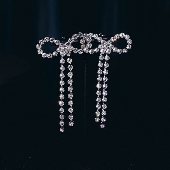 Aretes de Lazo Largos con Flecos Luxuosos para Vestido de Novia