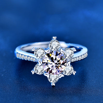 Anillo de Plata 925 con Moissanita Copo de Nieve para Mujer - Image 9