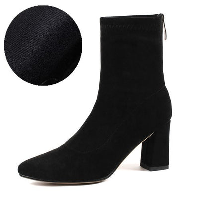 Botas Martin de Tacón Alto para Mujer - Caña Media Puntiaguda con Tacón Grueso - Image 4
