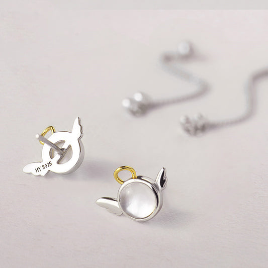 Aretes de Plata Esterlina Personalizados Angelito para Mujer - Image 2