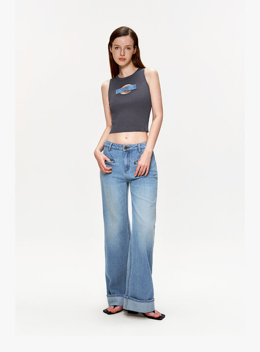 Chaleco Tejido con Lentejuelas y Botones de Jeans - Image 10