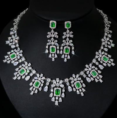Conjunto de Collar y Aretes Retro Cuadrados con Circones Europeos y Americanos - Image 8