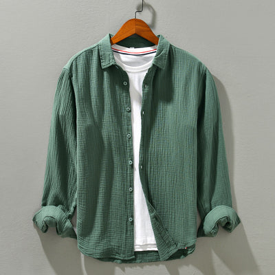 Camisa Manga Larga Algodón Puro Color Sólido para Hombre - Image 6