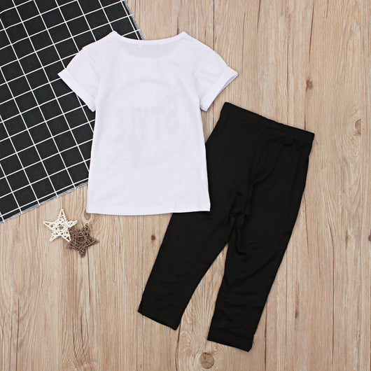 Conjunto de dos piezas para niña: blusa manga corta y pantalón largo - Image 10