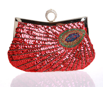 Bolso de Cena con Anillo de Cuentas Pavo Real Hecho a Mano - Image 8