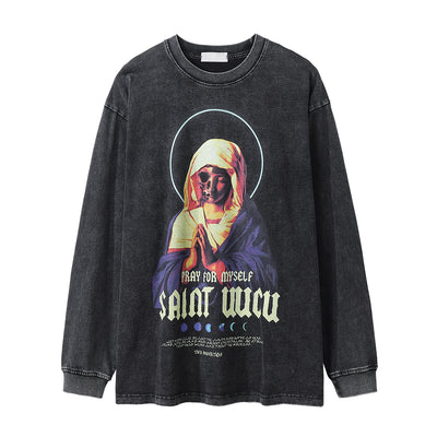 Playera Estampada de Manga Larga con Diseño Religioso para Hombre - Image 11