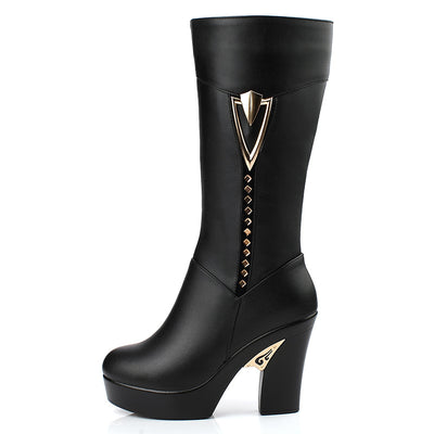 Botas Cálidas de Cuero para Mujer con Forro de Algodón - Image 9