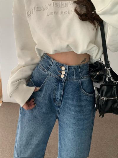Jeans Cintura Alta Mujer Sueltos Versátiles - Image 8