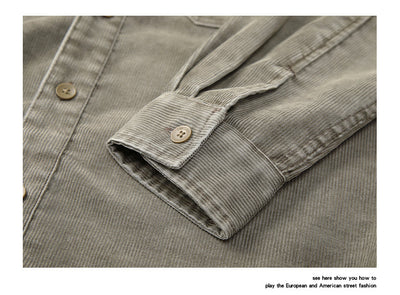 Camisa de Trabajo Pana Lavada Multi-Bolsillos Hombre - Versátil y Durable - Image 9