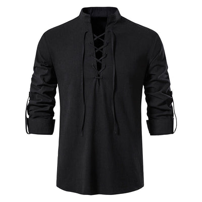 Camisa Cuello Mao Manga Larga Algodón y Lino - Image 21