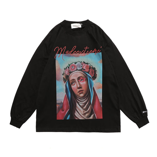 Camiseta Manga Larga Retro con Estampado de Retrato - Estilo Urbano Europeo - Image 11