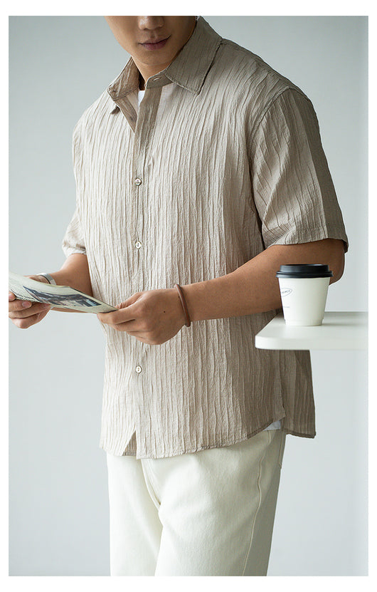 Camisa de Negocios Manga Corta para Hombre con Cuello Clásico - Image 10