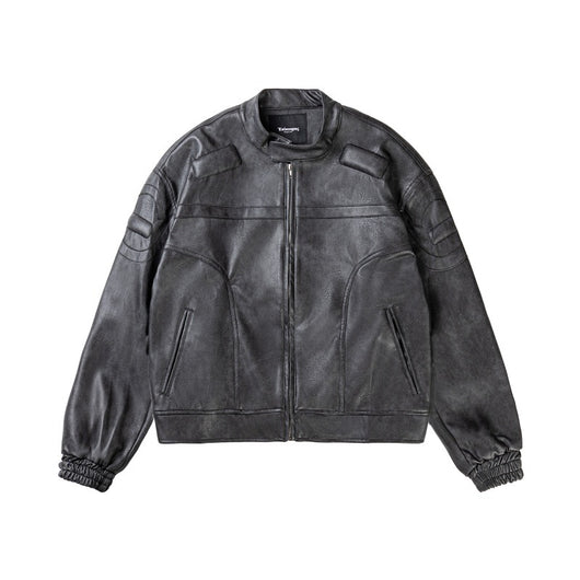 Chaqueta Motociclista de Cuero PU con Efecto Mármol y Cuello Alzado - Image 21