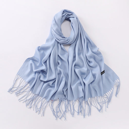 Bufanda Larga de Cashmira Suave - Color Liso para Otoño e Invierno - Image 24