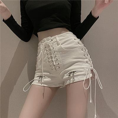 Shorts Denim Cintura Alta con Cierre y Tirantes para Mujer - Image 10