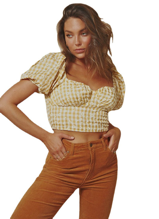 Blusa Crop Top Estampada Sexy con Pecho Envuelto para Primavera y Verano - Image 9