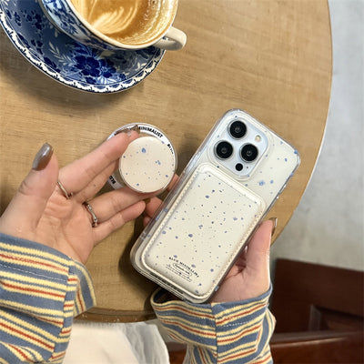 Funda Magnética para Celular Beige con Salpicadura Azul - Image 4