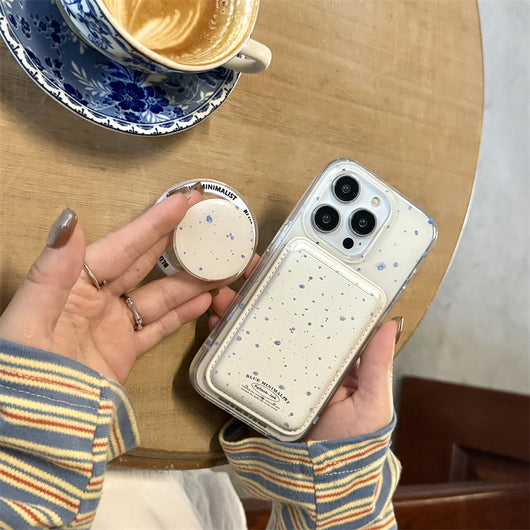 Funda Magnética para Celular Beige con Salpicadura Azul - Image 4
