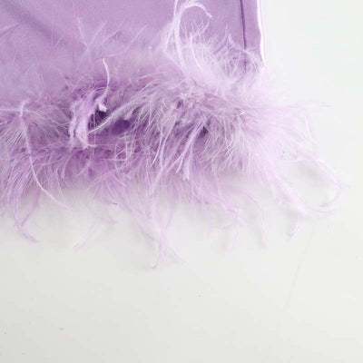 Falda Blusa de Satén con Plumas y Mangas Largas - Image 14