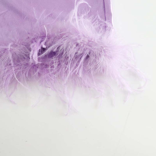 Falda Blusa de Satén con Plumas y Mangas Largas - Image 14