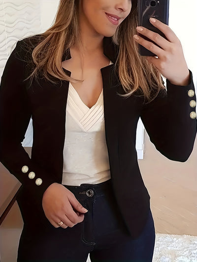 Blazer Ejecutivo de Color Sólido con Puños Estructurados - Image 10