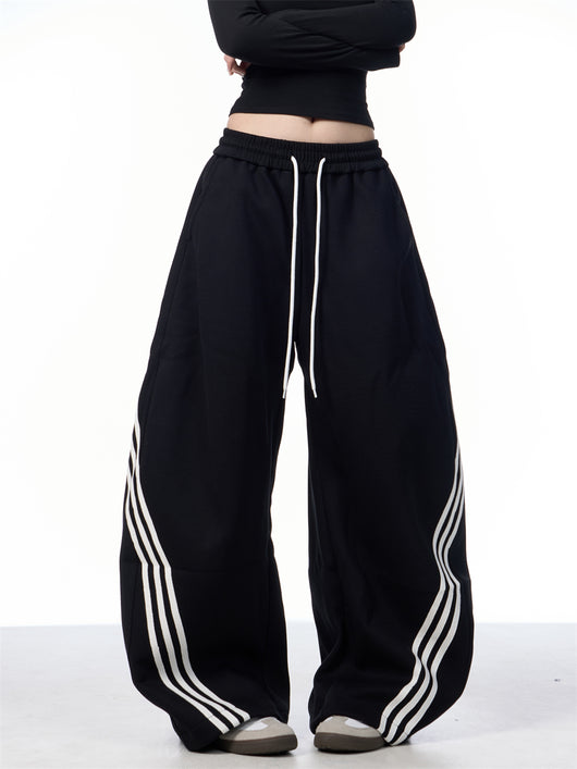 Pantalones Casuales Anchos a Rayas con Cordones - Image 21