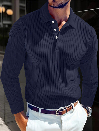 Polo Manga Larga con Cuello Solapa y Botones para Hombre - Image 21