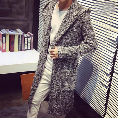 Cardigan Suelto de Mohair con Capucha para Hombre - Suéter Tejido Oversized con Bolsillos - Image 8