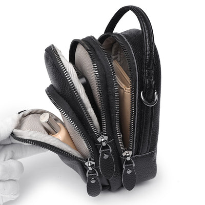 Bolso Bandolera de Cuero Multicapa - Diseño Minimalista y Funcional - Image 14