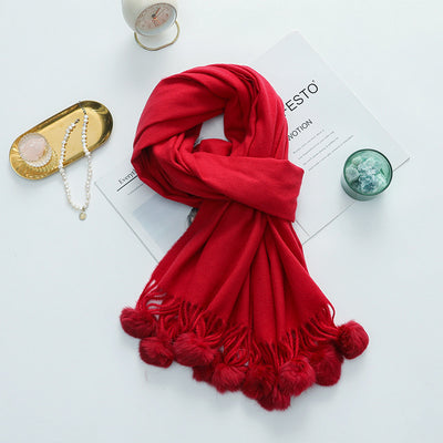 Capa Elegante para Mujer con Pompones - Mezcla de Cachemira y Lana - Image 12
