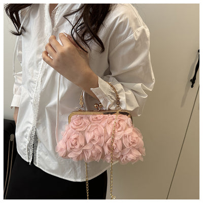 Bolso Elegante para Mujer con Patrón de Rosas y Detalle de Cadena - Image 18