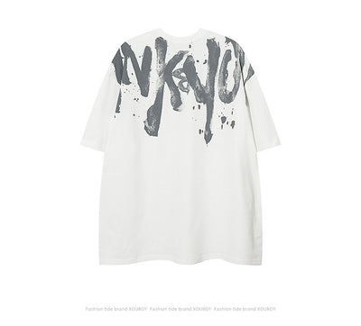 Camiseta Hombre Estilo Retro Americano con Estampado Graffiti - Image 12