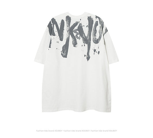 Camiseta Hombre Estilo Retro Americano con Estampado Graffiti - Image 12