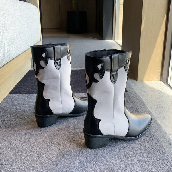 Botas Martin de Punta Afilada con Tacón Grueso