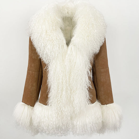 Chaqueta de Lana Gruesa con Acabado Ante