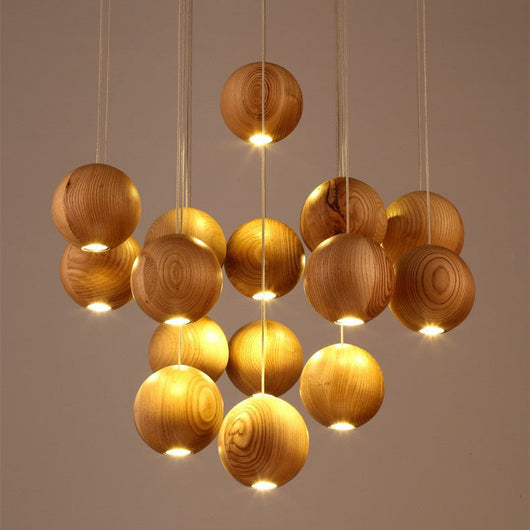Lámpara Colgante de Esferas de Madera Estilo Nórdico - Image 7