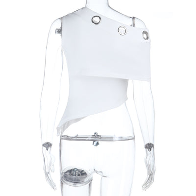 Top Cropped Ajustado con Hombros Sesgados y Espalda Abierta - Image 10