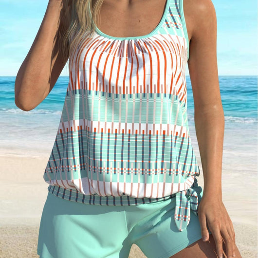 Traje de Baño Mujer Azul Rayas Bicolor