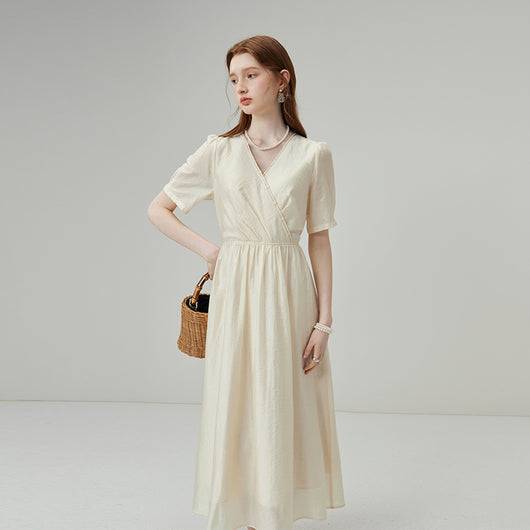 Vestido Jacquard Tencel Escote V con Textura - Image 14