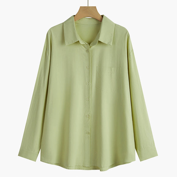 Blusa Blanca Clásica de Manga Larga para Mujer - Primavera