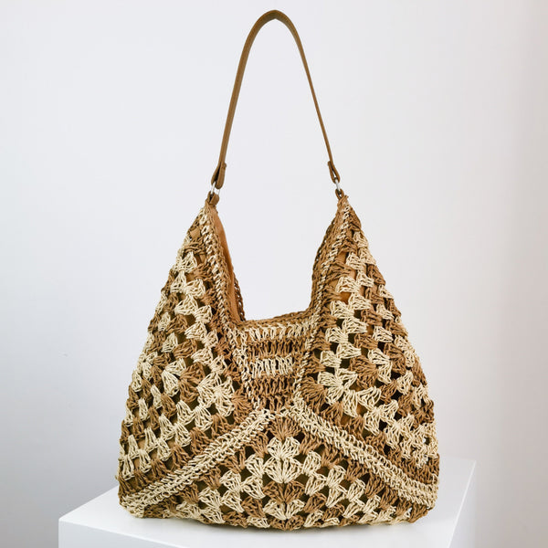 Bolso Tejido de Paja Artesanal con Contraste de Colores - Image 13