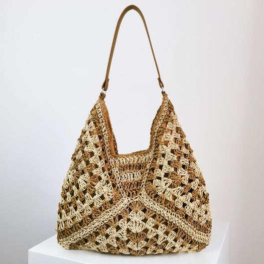 Bolso Tejido de Paja Artesanal con Contraste de Colores - Image 13