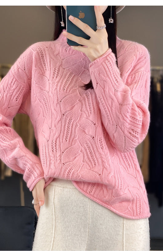 Suéter Hueco Cuello Alto Liso para Otoño e Invierno - Image 27