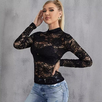 Blusa de Encaje Manga Larga Reductora Versátil - Image 4