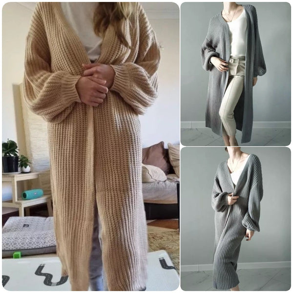 Cardigan Largo Suelto para Mujer - Suéter sin Botones Elegante