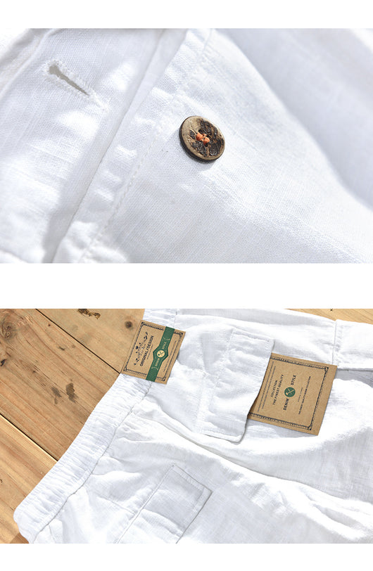 Shorts de Lino Casual para Hombre con Bolsillos y Cordón - Image 13