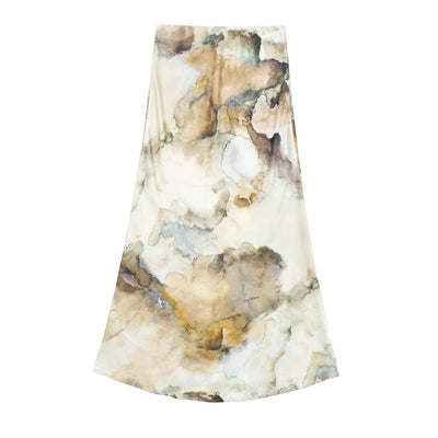 Conjunto Tie-Dye en Satén de Seda: Blusa y Falda - Image 3