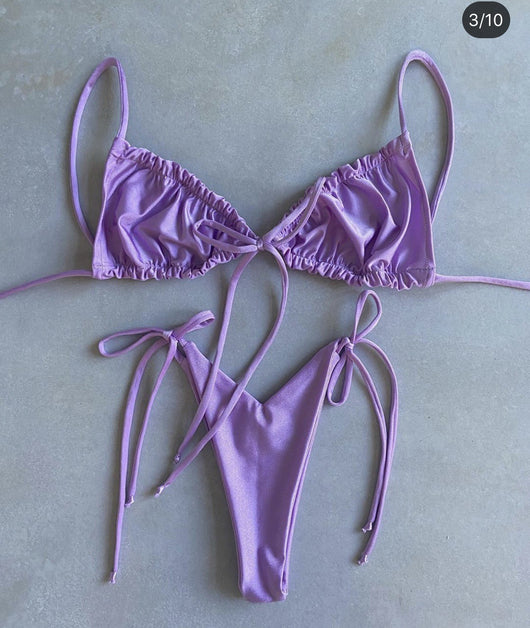 Bikini Deportivo de Tiras Ajustables en Color Sólido - Image 37